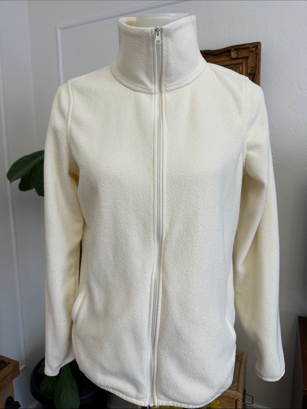 L.L. Bean Women's Cream Full-Zip Fleece Jacket